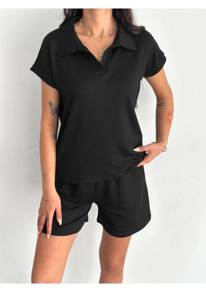 Kadın Modal Kumaş Polo Yaka T-Shirt Şortlu Takım fiyatları
