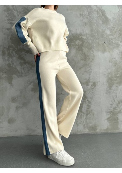 Kadın Spor Eşofman Takım Modal Kumaş Şeritli Uzun Kol Ikili Takım indirimleri