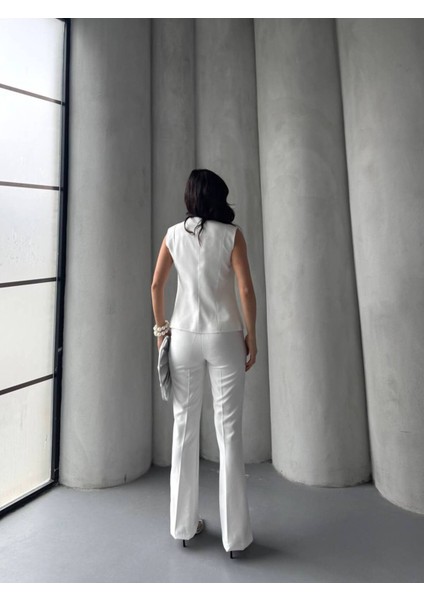 Kadın Gold Kurabiye Düğmeli Yelek Pantolon Takım Elbise fırsatları