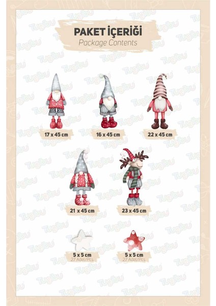 Sevimli Yılbaşı Cüceleri ve Geyik Sticker Seti, Yılbaşı Sticker Seti, Yılbaşı Pencere ve Duvar Sticker Seti fırsatları