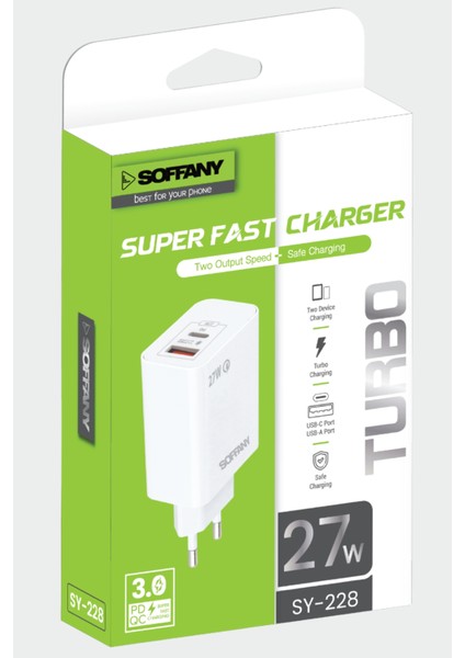 SY-228 USB-A + USB-C Turbo Şarj Başlığı fiyatları
