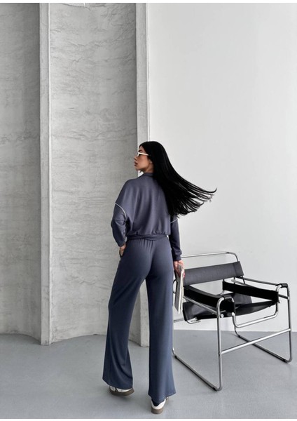 Kadın Fermuarlı Palazzo Şık Spor Eşofman Takım
