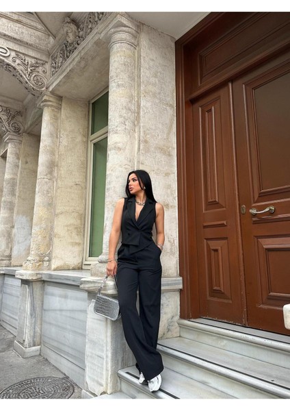 Kadın Asimetrik Kesim Yelek Palazzo Pantolon Takım Elbise indirimleri