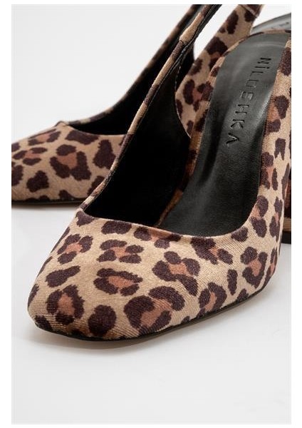 Kadın PSC Gv Leopar Desen Topuklu Ayakkabı