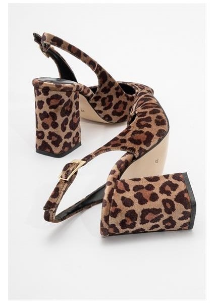 Kadın PSC Gv Leopar Desen Topuklu Ayakkabı