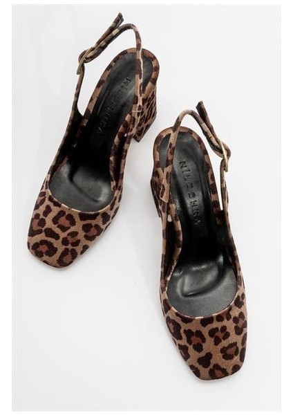 Kadın PSC Gv Leopar Desen Topuklu Ayakkabı