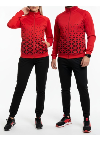 Unisex Micropolyester Kırmızı Eşofman Takım