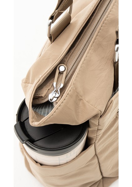 Sanmorris Glc Kadın Çok Gözlü Kullanışlı Suya Dayanıklı Saten Kumaş Siyah Renkli Çapraz Askılı El ve Omuz Çantası