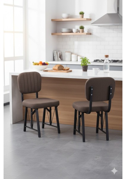 Elfin Mutfak Sandalyesi Yemek Odası Bahçe Balkon Otel Restoran Kafe Sandalyesi - 1 Adet - Kahverengi