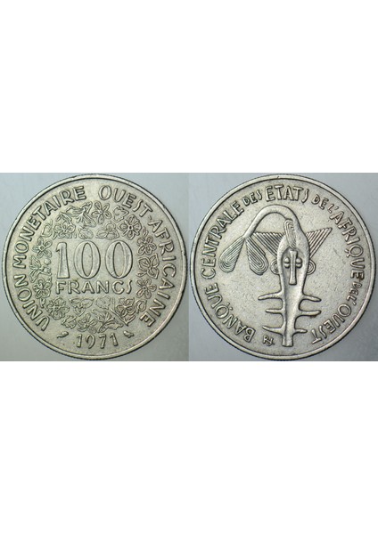 Batı Afrika Para Birliği 100 Frank 1971 Cfa Frank.