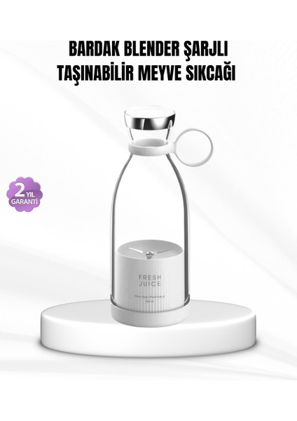 Şarjlı Portatif Blender – Gıda Sınıfı Malzeme, 10 Kullanımlık Pil, Mini Boy ve Hafif Tasarım