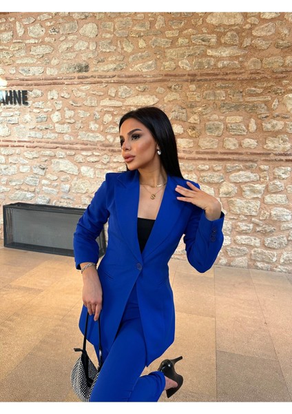 Kadın Tek Düğmeli Ceket Dar Paça Pantolon Takım Elbise