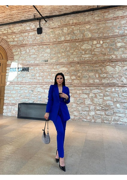 Kadın Tek Düğmeli Ceket Dar Paça Pantolon Takım Elbise fırsatları