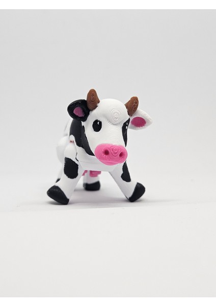 4cm uzunluğunda Minik Sevimli Inek Hayvan Oyuncak – Flexi Hayvan Figür +4 Yaş - Bpa Free