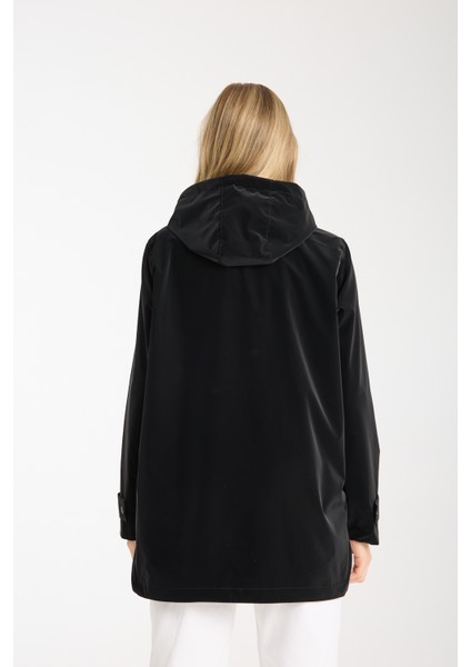 Kadın Rahat Kesim Kapüşonlu Trençkot