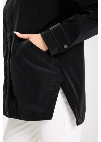 Kadın Rahat Kesim Kapüşonlu Trençkot