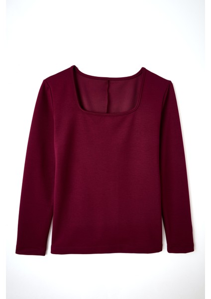 Kadın Büyük Beden Bordo Kare Yaka Bluz fiyatları