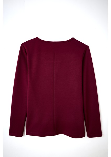 Kadın Büyük Beden Bordo Kare Yaka Bluz modelleri