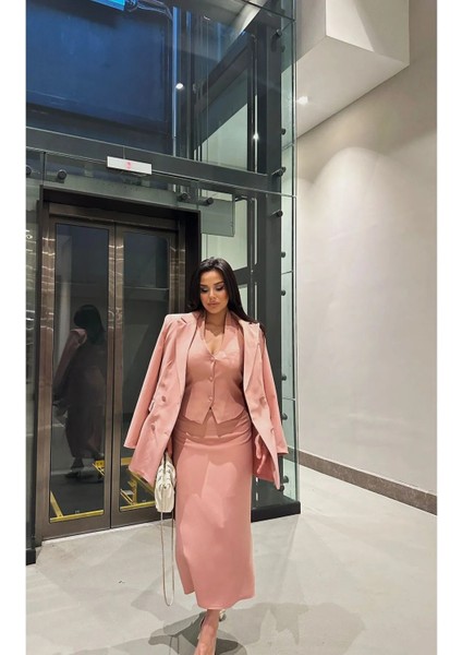 Kadın 3'lü Ceket Etek Yelek Takim