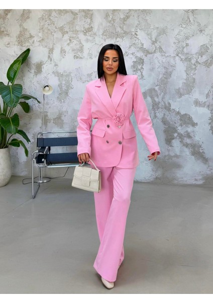 Kadın Gül Kemer Detaylı Palazzo Takım Elbise fırsatları