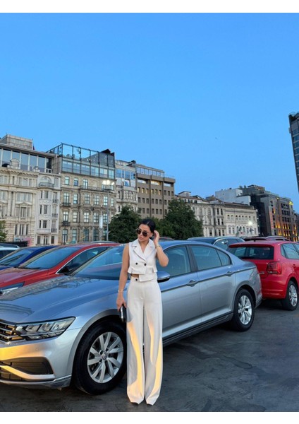 Kadın Düğmeli Yelek Pantolon Kare Yaka Takım fırsatları