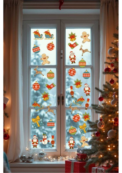 Yılbaşı Süsleri ve Yılbaşı Figürleri Sticker Seti, Yılbaşı Sticker Seti, Yılbaşı Pencere ve Duvar Sticker Seti fiyatları