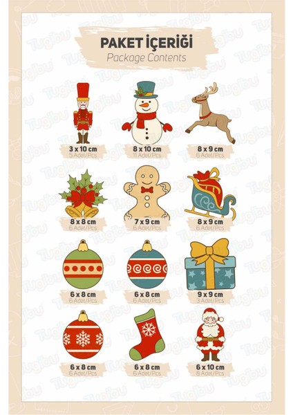 Yılbaşı Süsleri ve Yılbaşı Figürleri Sticker Seti, Yılbaşı Sticker Seti, Yılbaşı Pencere ve Duvar Sticker Seti modelleri