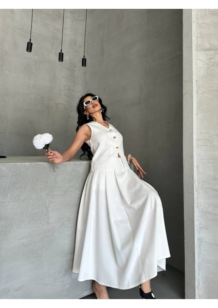 Kadın Alt Üst Takım Şık Düğme Detaylı Premium Yelek Etek Ikili Takım Elbise indirimleri