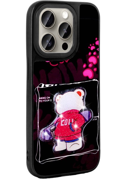 Apple iPhone 15 Pro Max Kılıf Parlayan Kabartmalı Ikonik Figürlü Nxxa Amas Silikon Kapak-Beyaz indirimleri