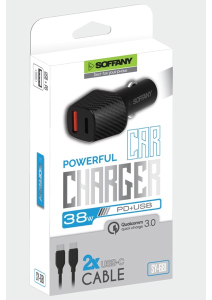 SY-681 38W USB-C to USB-C Araç Şarj & Data Kablosu fiyatları