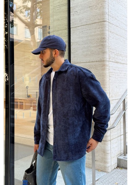 Yotau Erkek Oversize Fit Kadife Uzun Kollu Gömlek Ceket modelleri