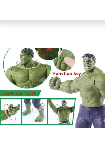 Marvel Avengers Yenilmezler Aksiyon Karekter Figür Işıklı Sesli Oyuncak Dev Hulk Yeşil 30 cm modelleri