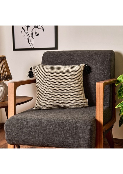 Soft Shiny Kırlent - Bej / Siyah - 45X45 cm indirimleri