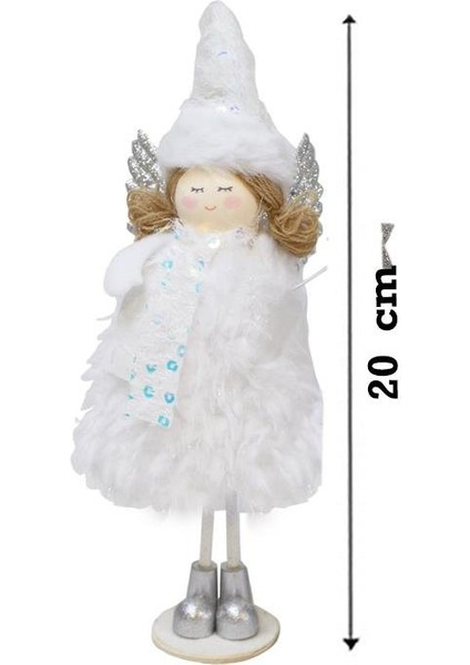 Yılbaşı Dekoru Gümüş Kanatlı Melek Dekoratif Biblo Süsü Beyaz 20 cm fiyatları