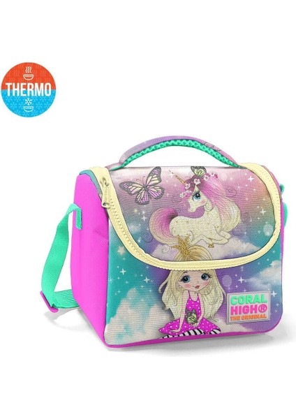 Kids Pembe Su Yeşili Unicornlu Kız Desenli 3’lü Okul Çanta Seti Ilköğretim Çanta Seti