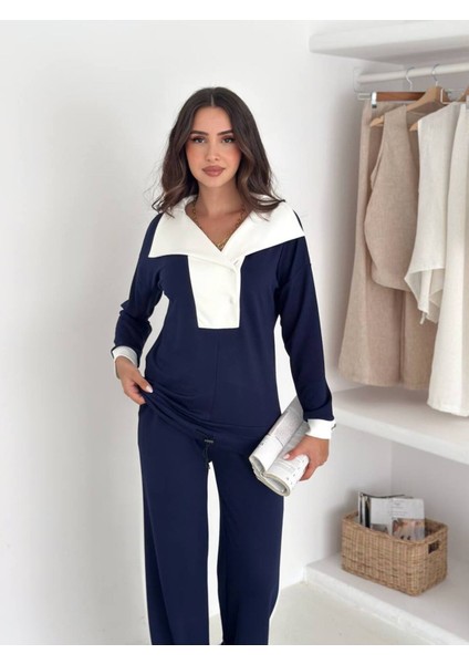 Kadın Yaka Detaylı Şık ve Rahat Günlük Giyim Takım indirimleri
