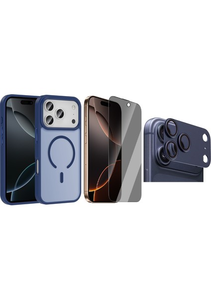 Apple iPhone 17 Pro Max Kılıf M-safe Şarj Özellikli Mat Arka Yüzey Zore Sio Kapak + Kamera Lens + Hayalet Ekran Koruyucu