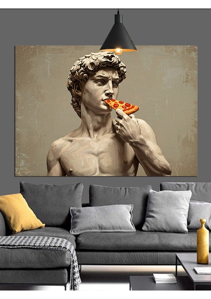 Antik Heykel Çiçek Tutuyor Dekoratif Kanvas - Mdf Ahşap Tablo indirimleri