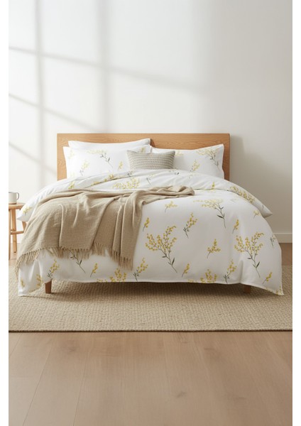 Daisy Sarı Ranforce %100 Pamuk Çift Kişilik Nevresim Takımı Lastikli Çarşaflı modelleri