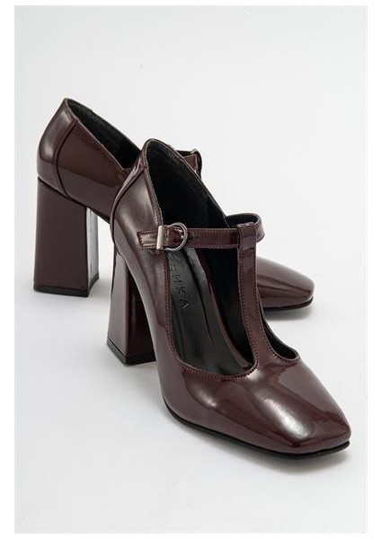Kadın OMR Bordo Rugan Kalın Topuklu Ayakkabı