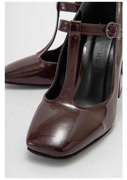 Kadın OMR Bordo Rugan Kalın Topuklu Ayakkabı