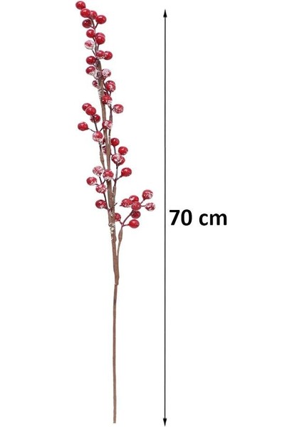 Yılbaşı Dekoru Kar Efektli Kokina Berry Yapay Dal Kırmızı 70 cm modelleri