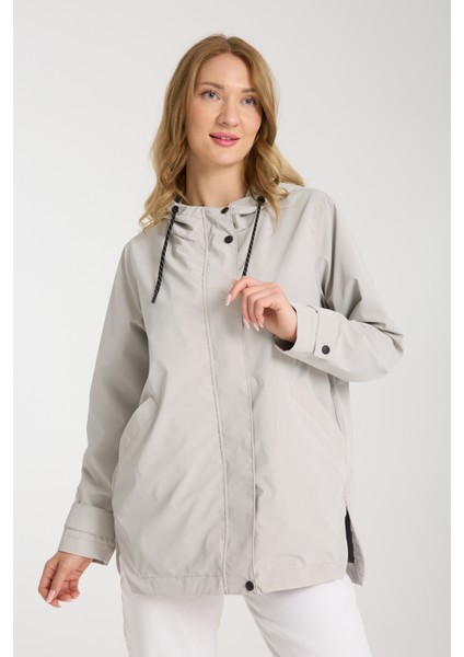 Kadın Rahat Kesim Kapüşonlu Trençkot