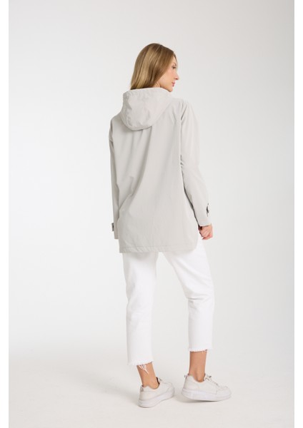 Kadın Rahat Kesim Kapüşonlu Trençkot