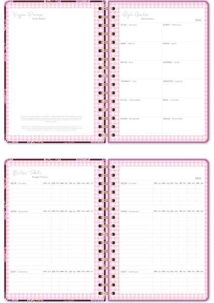 2026 A5 Spiralli Renkli Haftalık Ajanda 12 Aylık – Motivasyon Sayfalı Çilek indirimleri