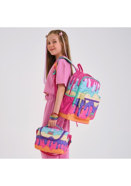Pembe Rengarenk Dondurma Desenli 3’lü Okul Çanta Seti Ilköğretim Okul Çantası, Beslenme ve Kalemlik fiyatları
