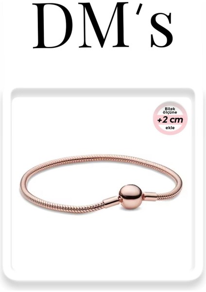 Yuvarlak Düz Rose Gümüş Bileklik