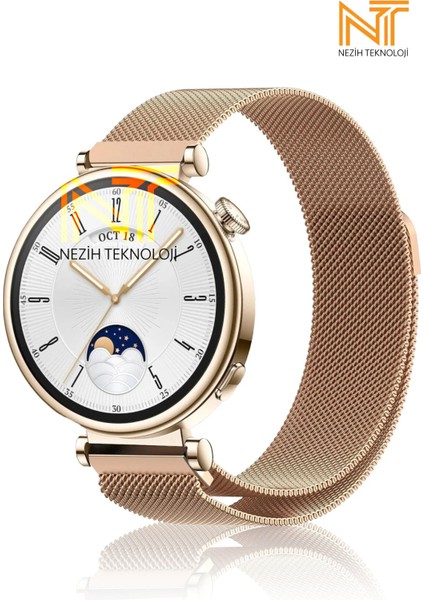 Huawei Watch Gt4 / Gt5 / Gt6 41mm Uyumlu 18MM Mıknatıslı Milanes Örgü Hasır Metal Kordon