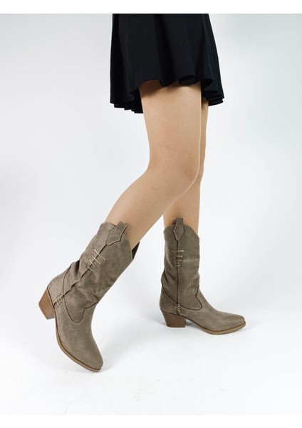 Süet Vizon Renk Sivri Burun Kadın Kovboy Çizme fiyatları