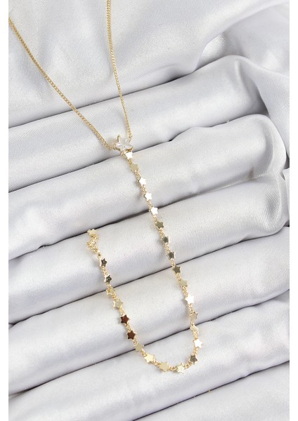 Bfs Pirinç Zirkon Taşlı Yıldız Figürlü Y Model Gold Renk Kadın Kolye fiyatları